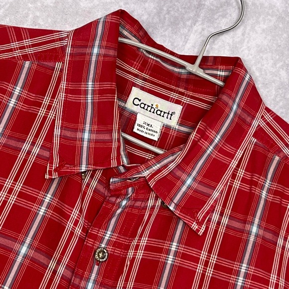 Carhartt Other - Carhartt Button Down Shirt Mens 2XL Red Plaid Excellent Short Sleeve S208 CRI